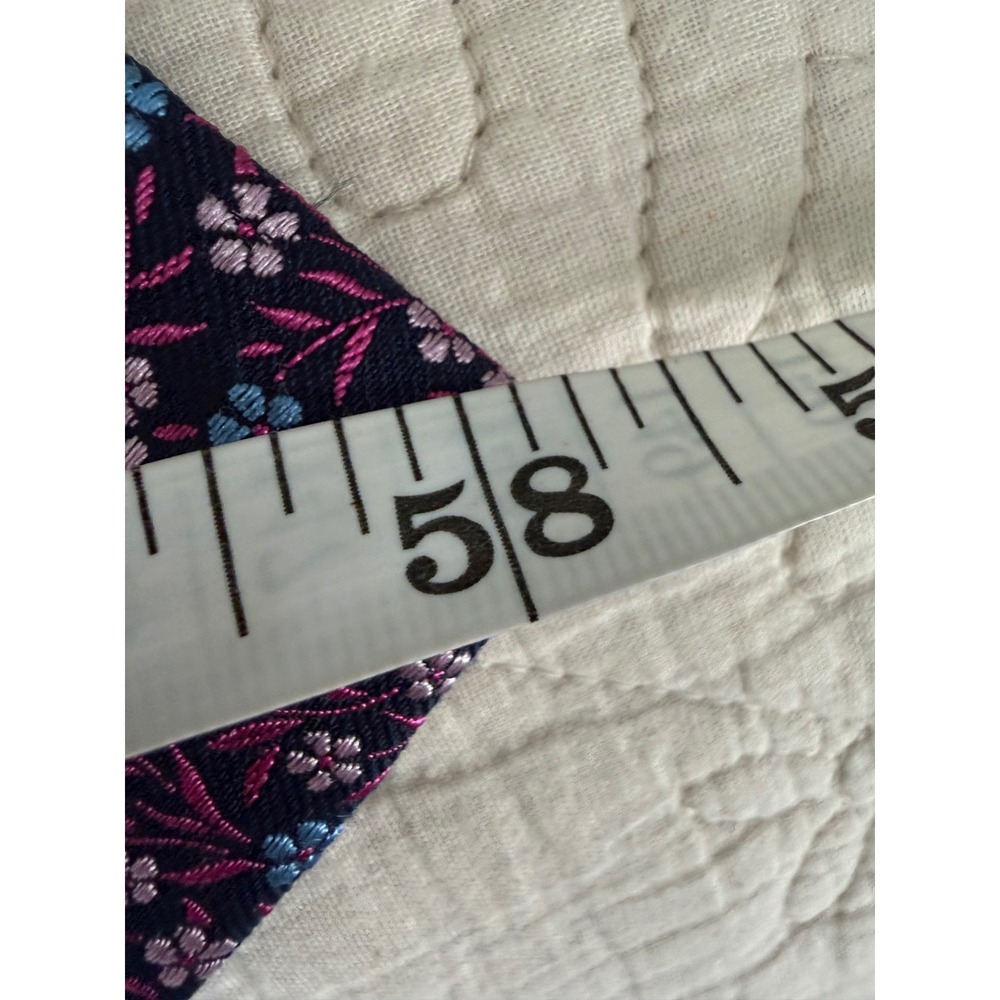 Ted Baker London Silk Wool Floral Tie Navy Pink Maximalist Designer Preppy 3" - Picture 6 of 7